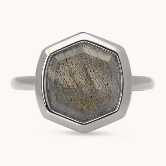 Kendra Scott Davis Ring Sterling Silver and Labradorite - Picture 1 of 4